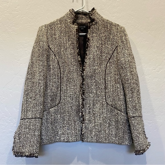 Lafayette 148 New York Jackets & Blazers - Lafayette 148 New York Wool Blend Brown and Beige Tweed Blazer Size 8